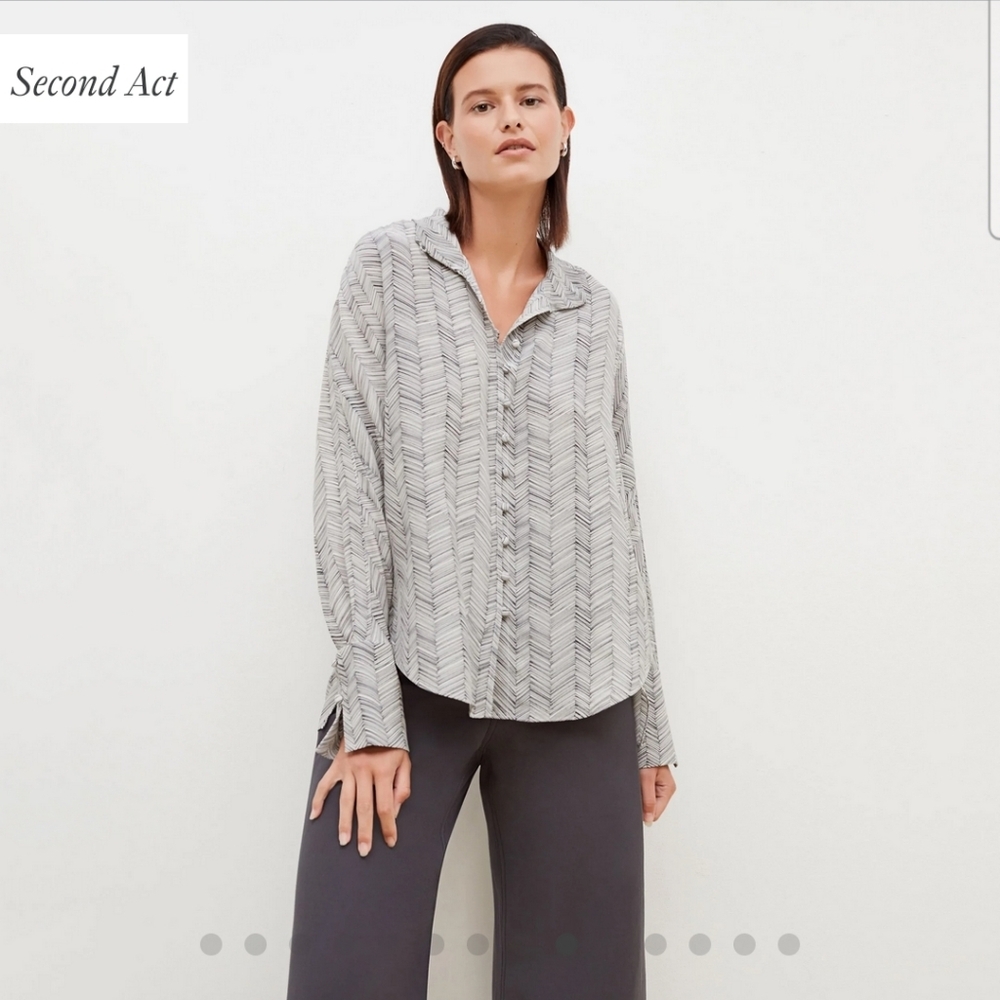 Mm Lafleur Bridget Blouse Xs Herringbone Brushstroke